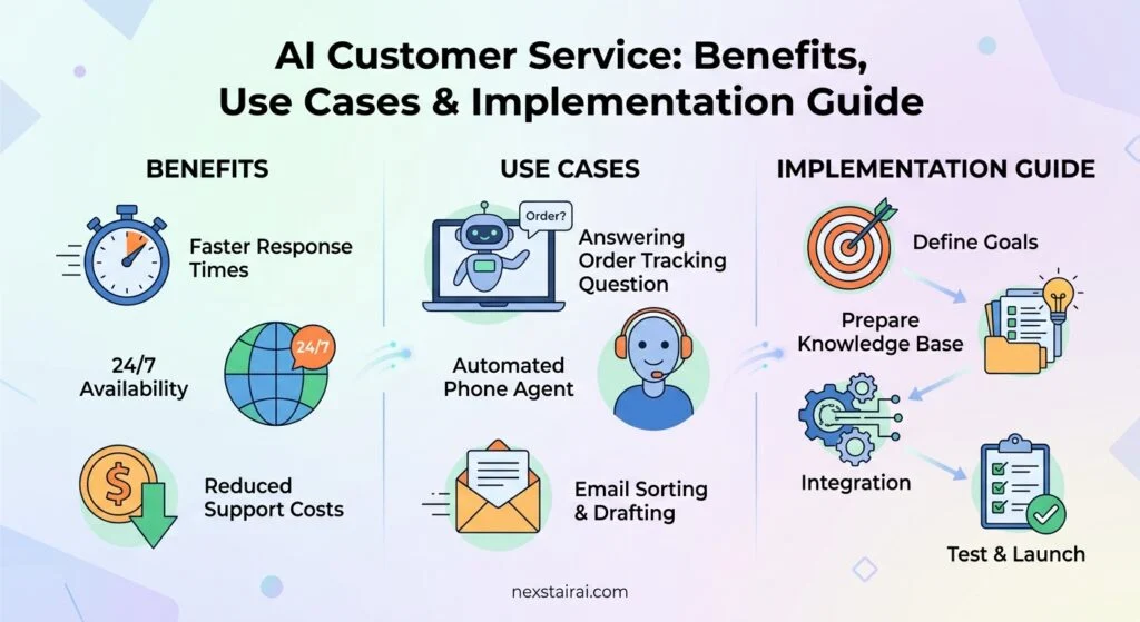 AI Customer Service Benefits, Use Cases & Implementation Guide